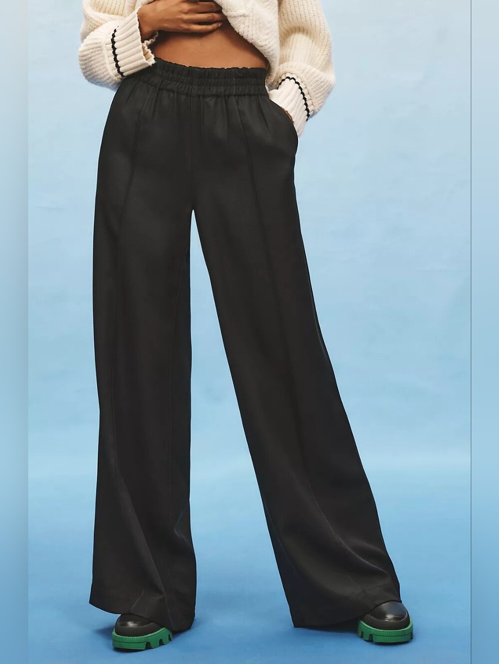 Paige Harper Black Wide-Leg Elastic Waist Pants